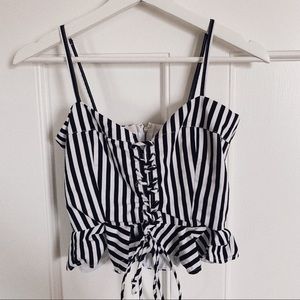 Olivaceous Black and White Top